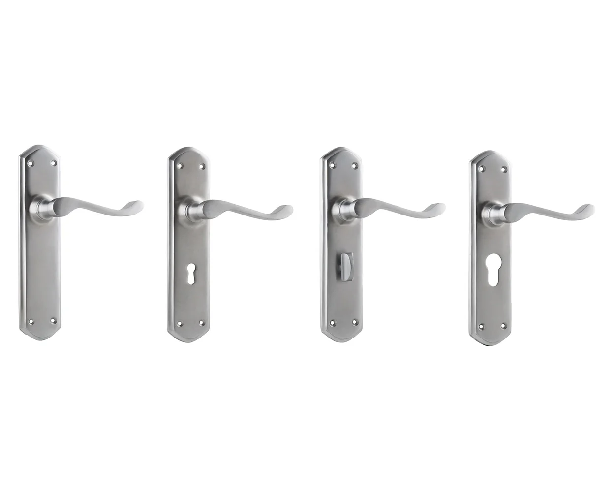 Tradco Windsor Lever Door Handle on Shouldered Backplate Satin Chrome