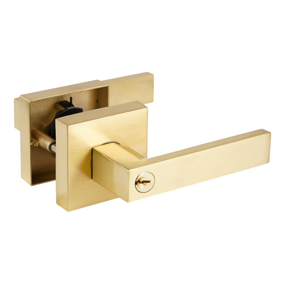 Trio Everest Door Lever Handle on Square Rose Matt Gold - Available in Various Functions - Image 2