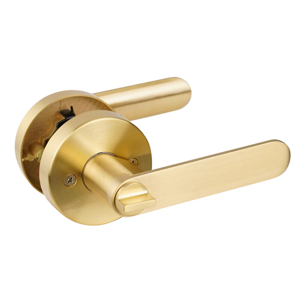 Trio Olympus Door Lever Handle on Round Rose Matt Gold - Available in Various Functions - Image 3