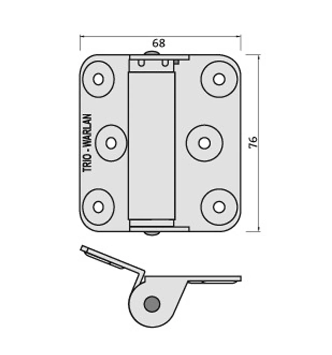 Trio Spring Door Hinge Single Action Twin Pack 76x68x2mm Zinc Plated BWL45BZ - Image 3