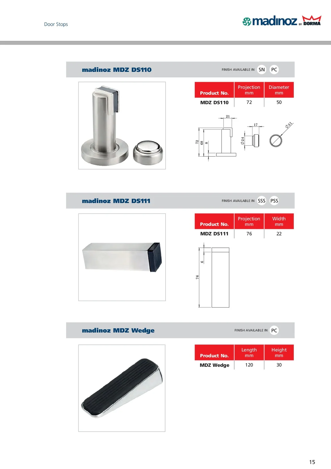 WHILE SUPPLY LAST - Madinoz DS111 Wall Mounted Satin Stainless Steel Door Stops - Image 2