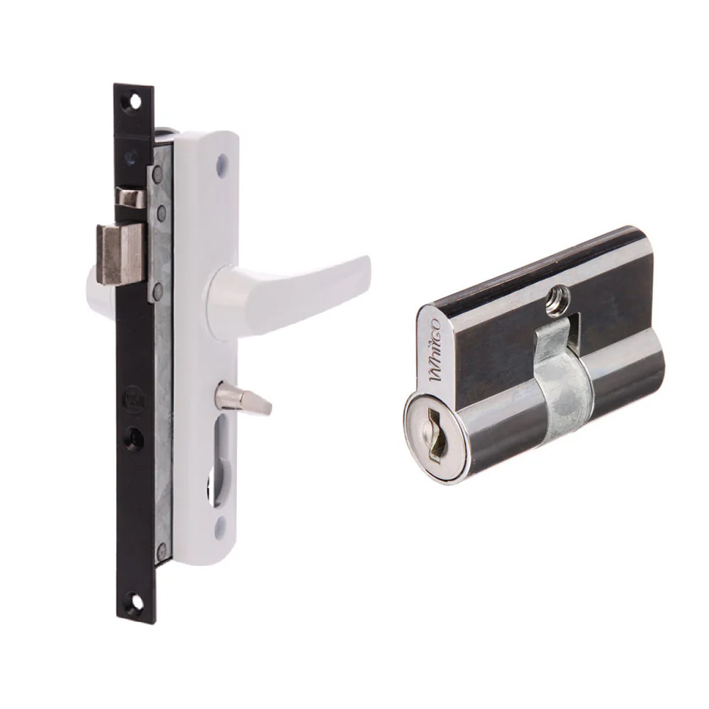 Whitco Security Screen Door Lock Tasman MK2 with Key Cylinder White W892116C