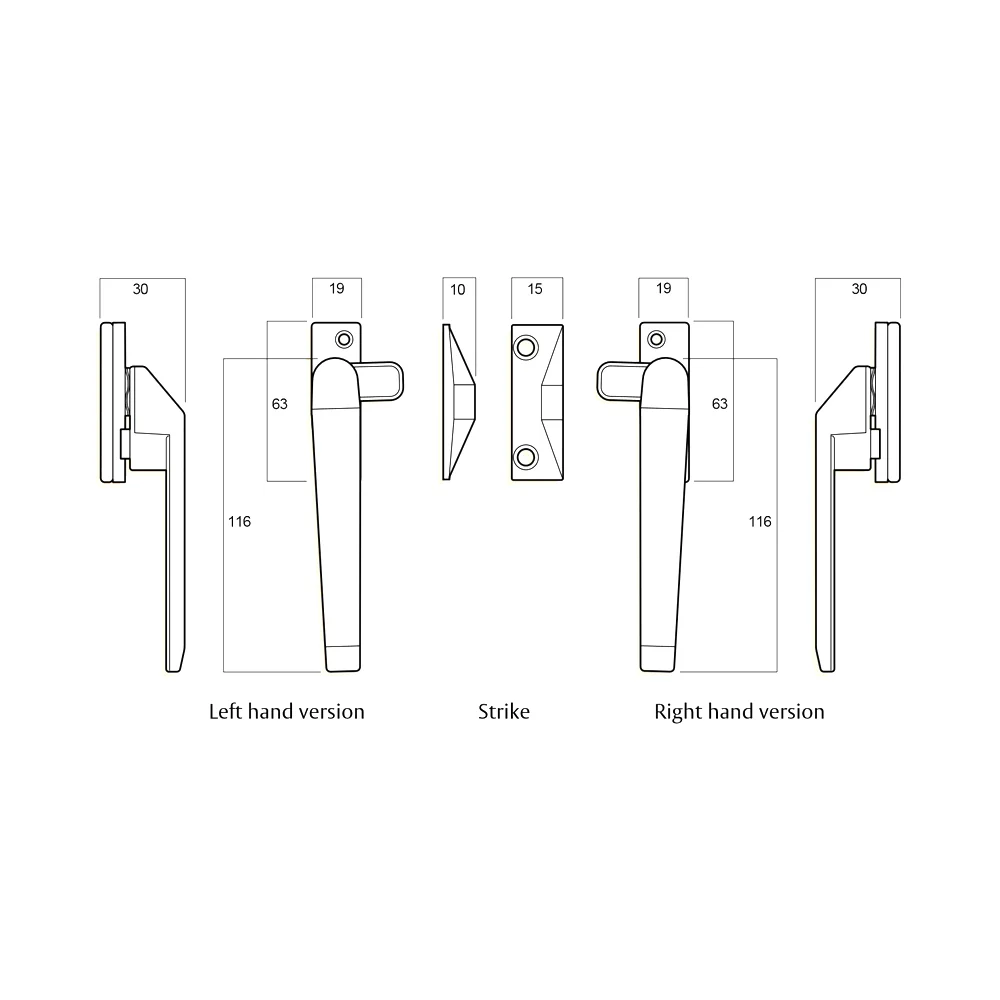 Whitco Series 25 Window Casement Fastener Lockable - Available in Various Finishes and Handing - Image 2