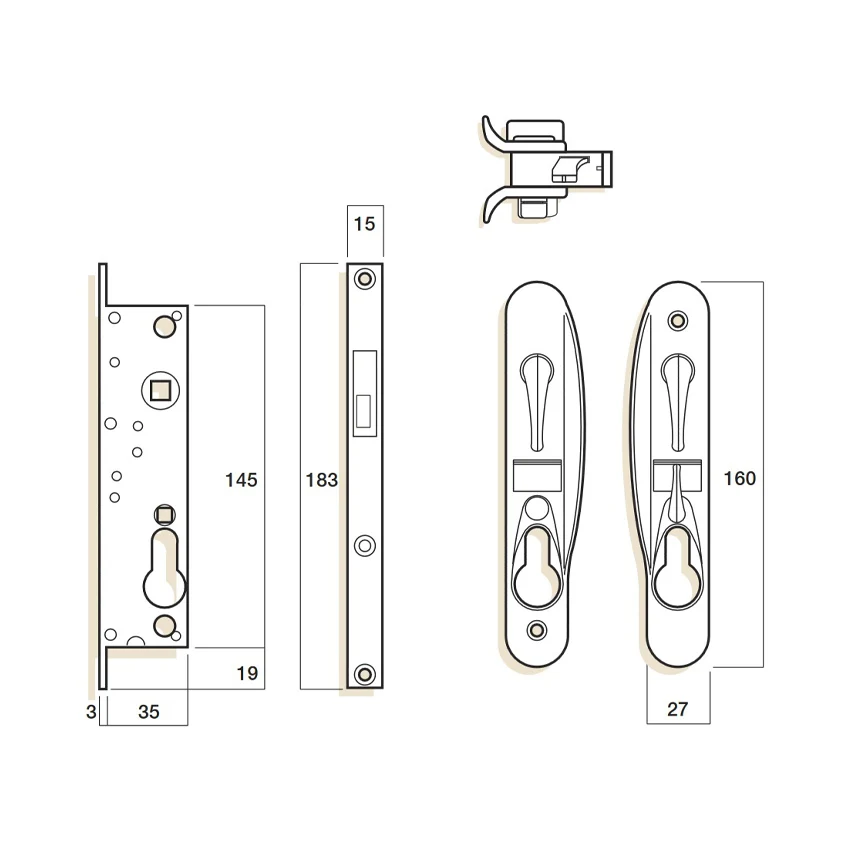 Whitco Sliding Security Screen Door Lock Leichhardt No Cylinder White W865316 - Image 3