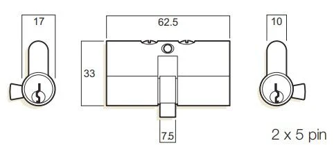 Whitco Sliding Security Screen Door Lock Leichhardt w/ C4 Cylinder Brown W865313 - Image 3
