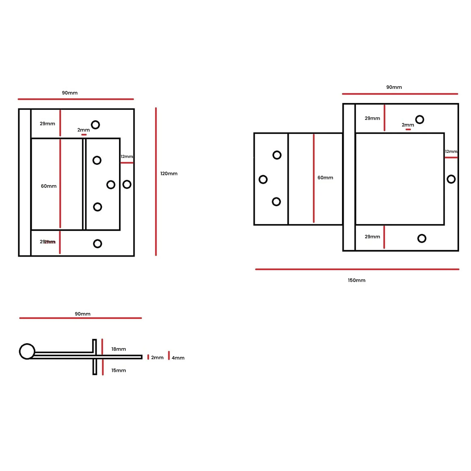 Whitco Timber Door Parliament Hinge Fixed Pin Offset 90mm Stainless Steel W384304 - Image 5