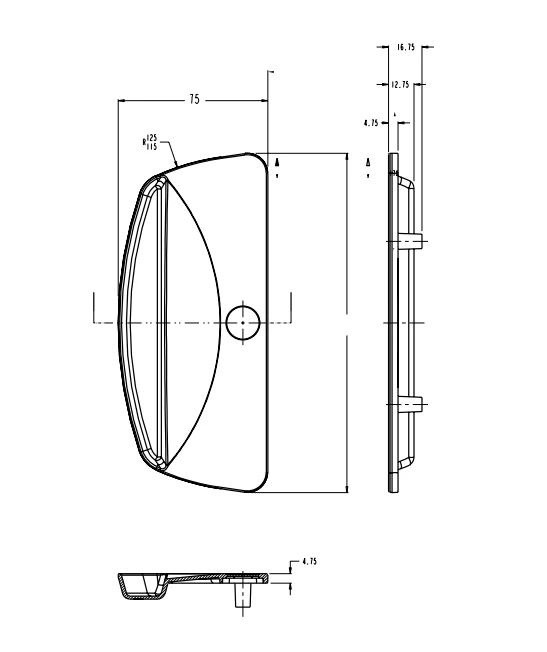 Whitco W507617 Blaxland Flat Outer Pull With Cylinder Hole & Retainer Black - Image 2