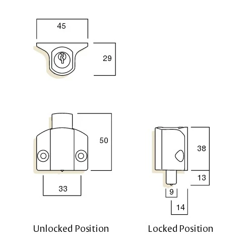 Whitco Window Lock W2208116D5 Mini Push D5 Wafer Cylinder White - Image 3