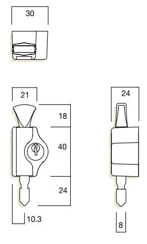 Whitco Window Lock Mini Bolt Cyl4 Keyed Alike Silver W2223011C4 - Image 2