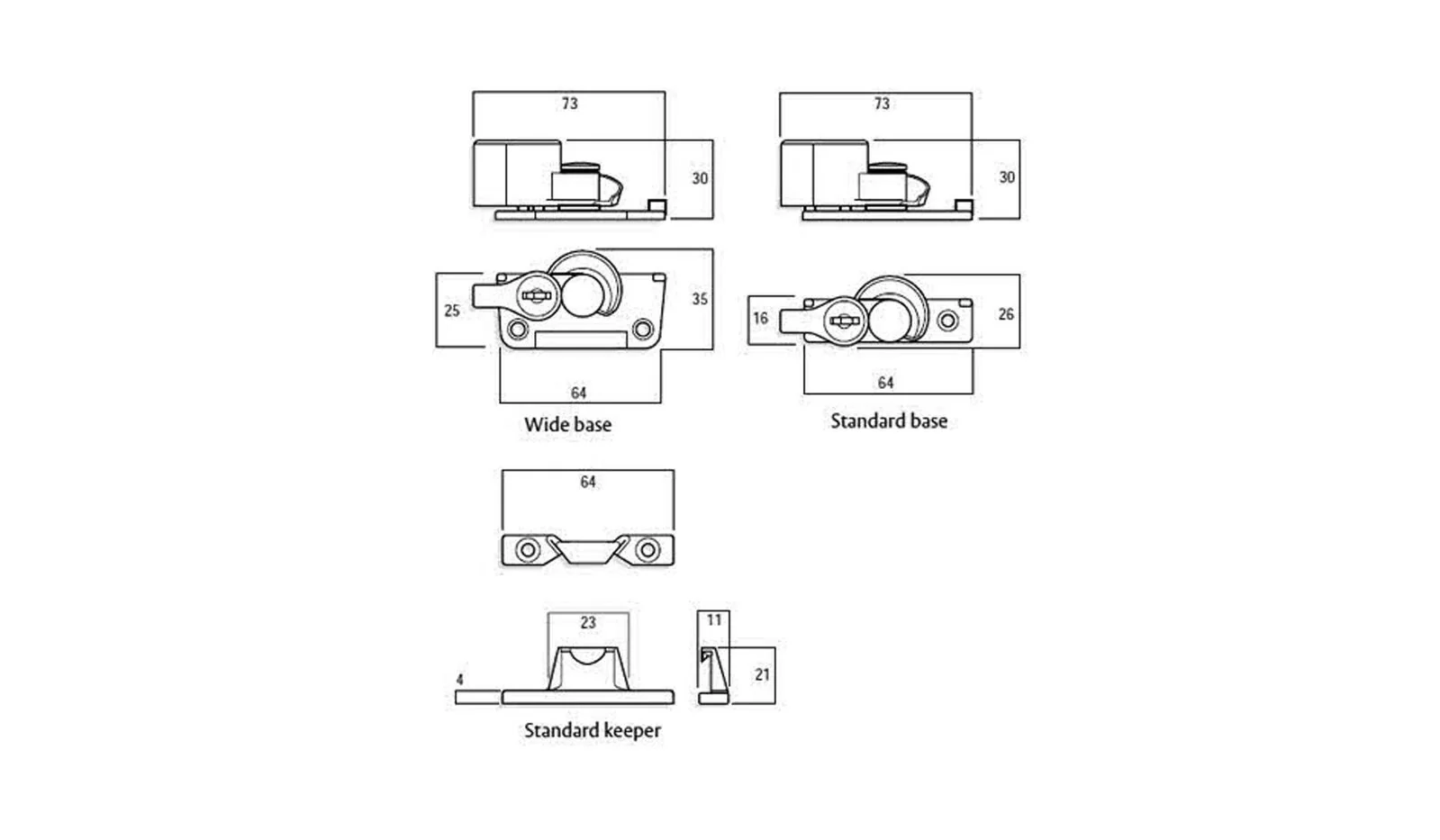 Whitco Window Sash Lock Wide Base Lockable Keyed Alike - Available in Various Finishes - Image 2