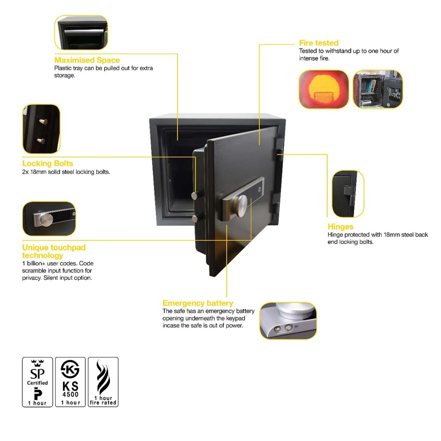 Yale Medium Document Safe Fire Resistant For Home And Office YFM/352/FG2 - Image 4