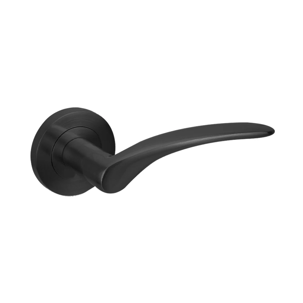 Zanda Apollo Door Handle Lever on Round Rose Matt Black - Image 4