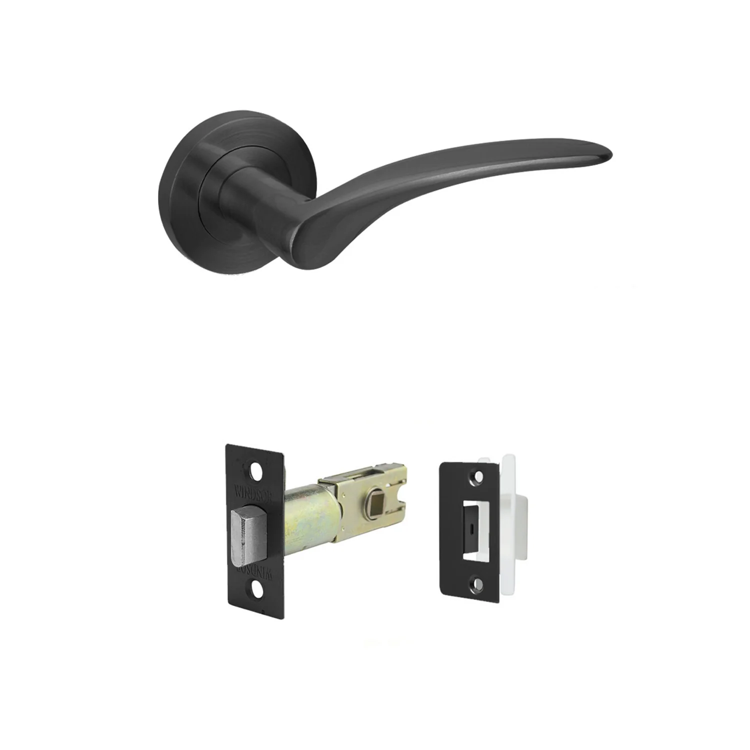 Zanda Apollo Door Handle Lever on Round Rose Matt Black - Image 5
