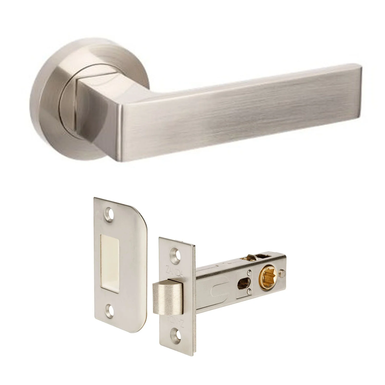 Zanda Boston Door Lever Handle on Round Rose Lever Set Brushed Nickel - Image 4