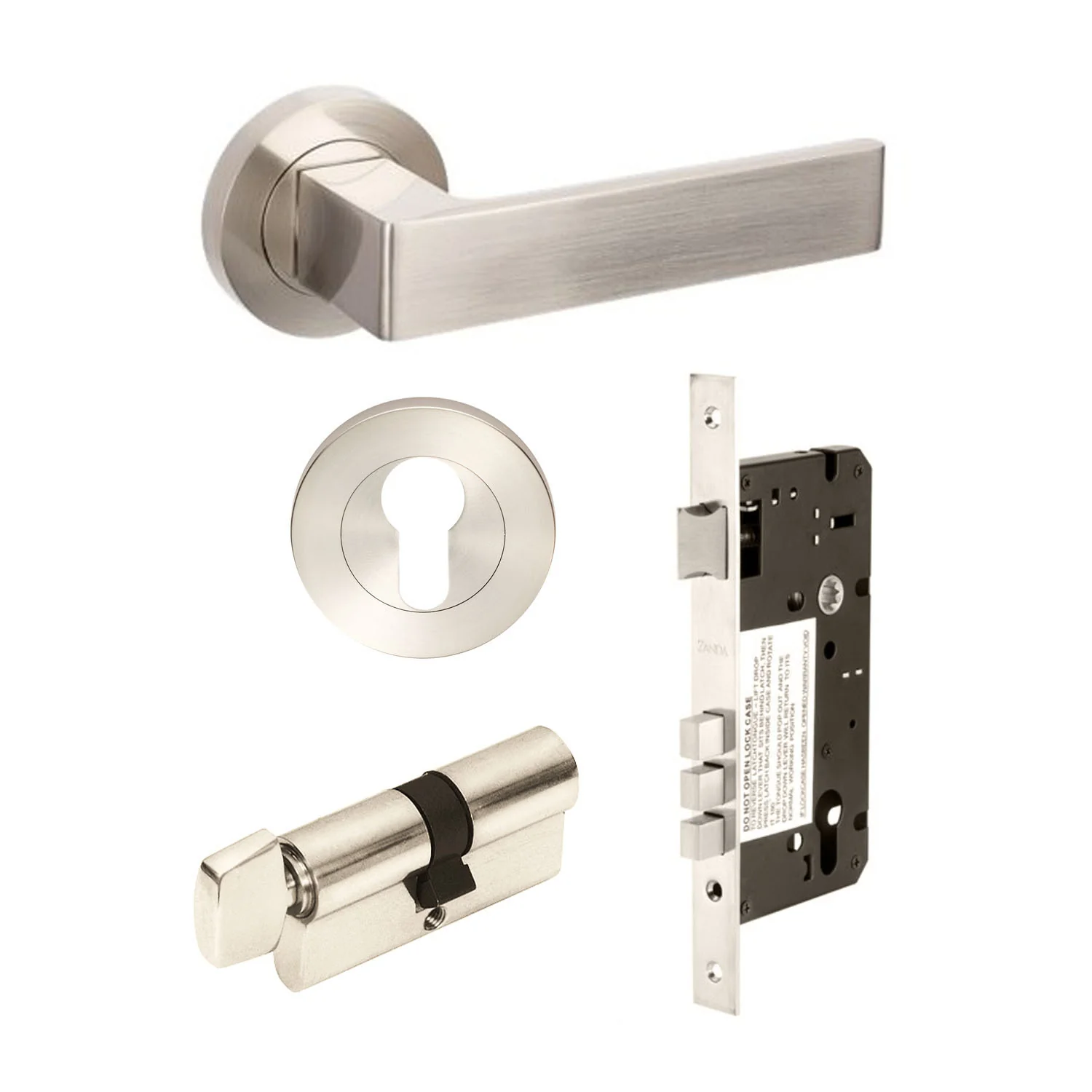 Zanda Boston Door Lever Handle on Round Rose Lever Set Brushed Nickel - Image 8