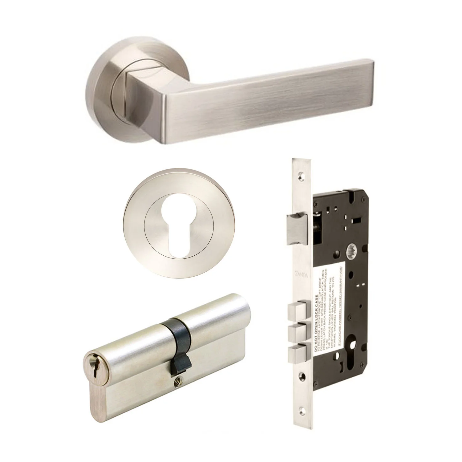 Zanda Boston Door Lever Handle on Round Rose Lever Set Brushed Nickel - Image 9