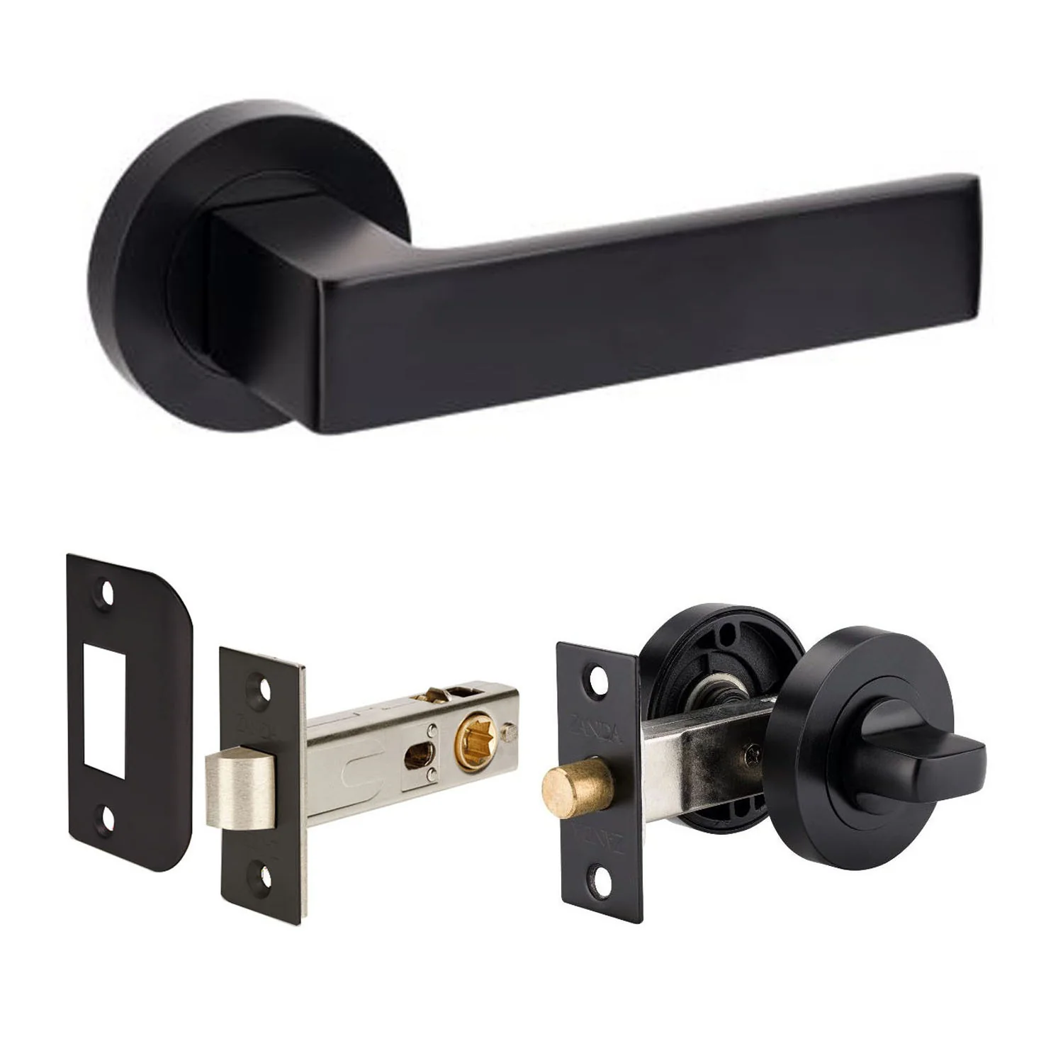 Zanda Boston Door Lever Handle on Round Rose Matt Black - Image 8