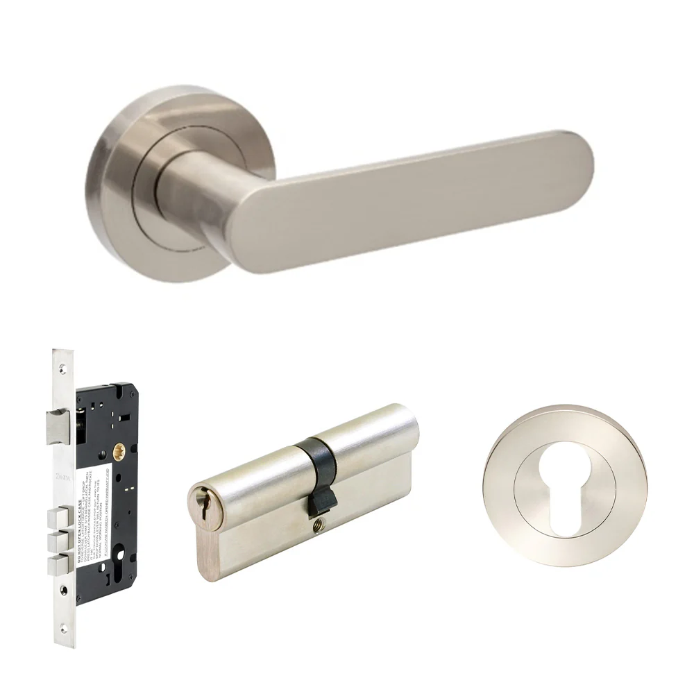 Zanda Duke Door Lever Handle on Round Rose Brushed Nickel - Image 3