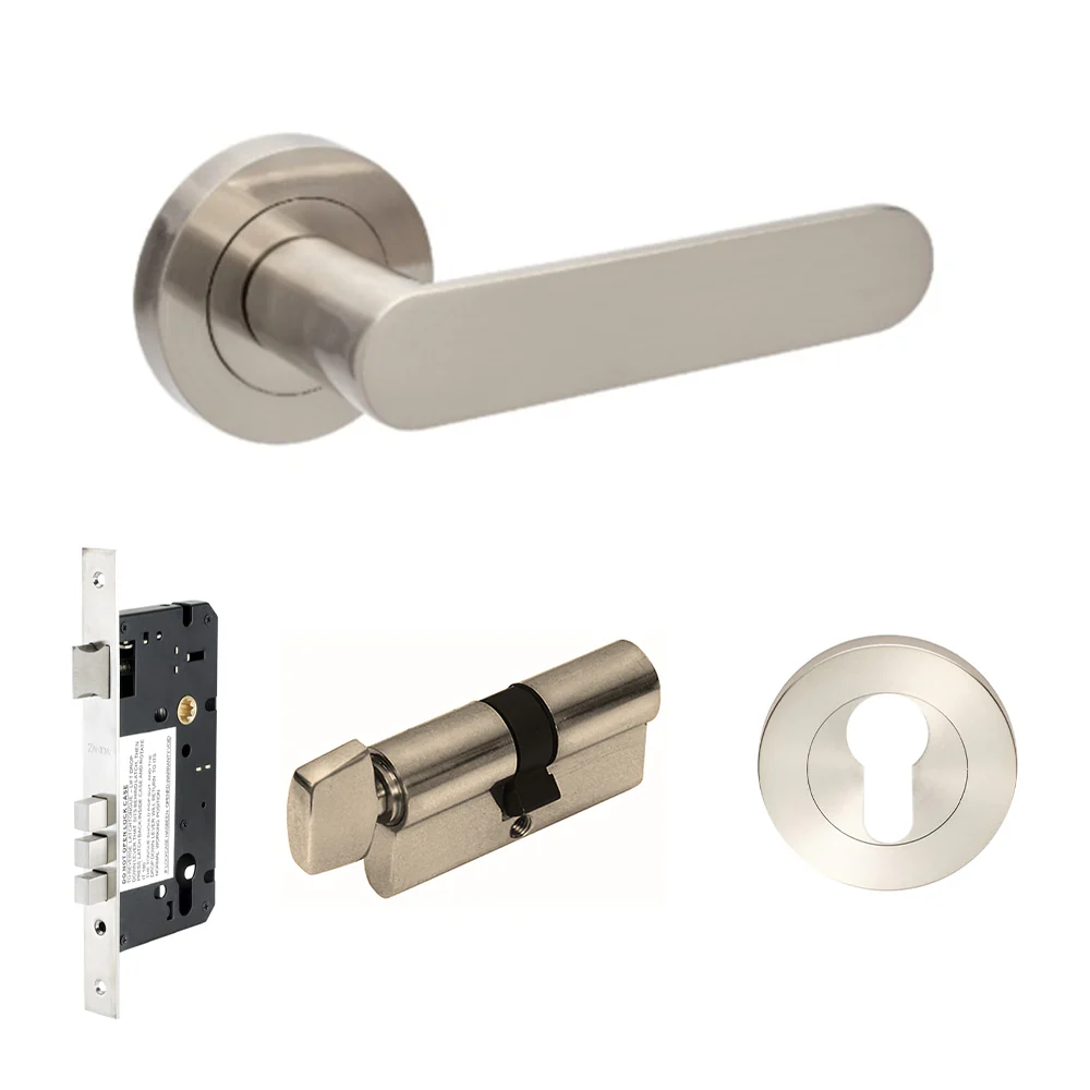 Zanda Duke Door Lever Handle on Round Rose Brushed Nickel - Image 7