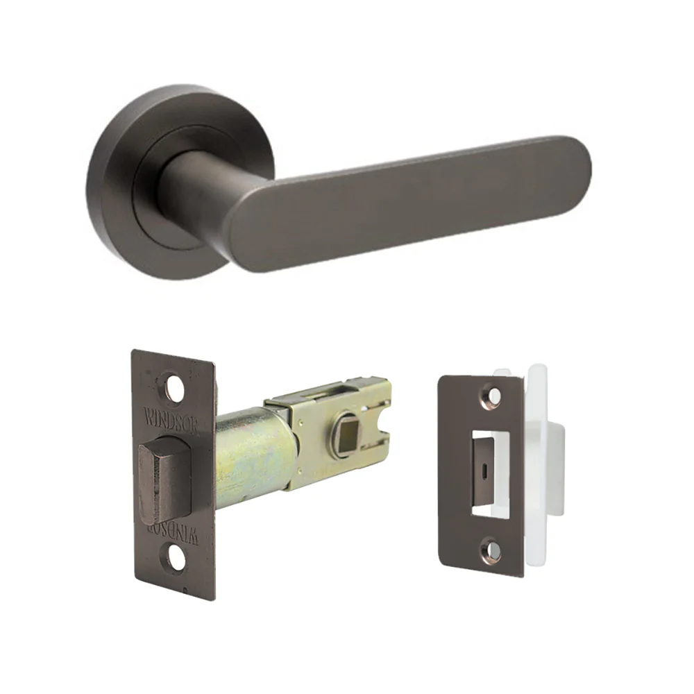 Zanda Duke Door Lever Handle on Round Rose Graphite Nickel - Image 4