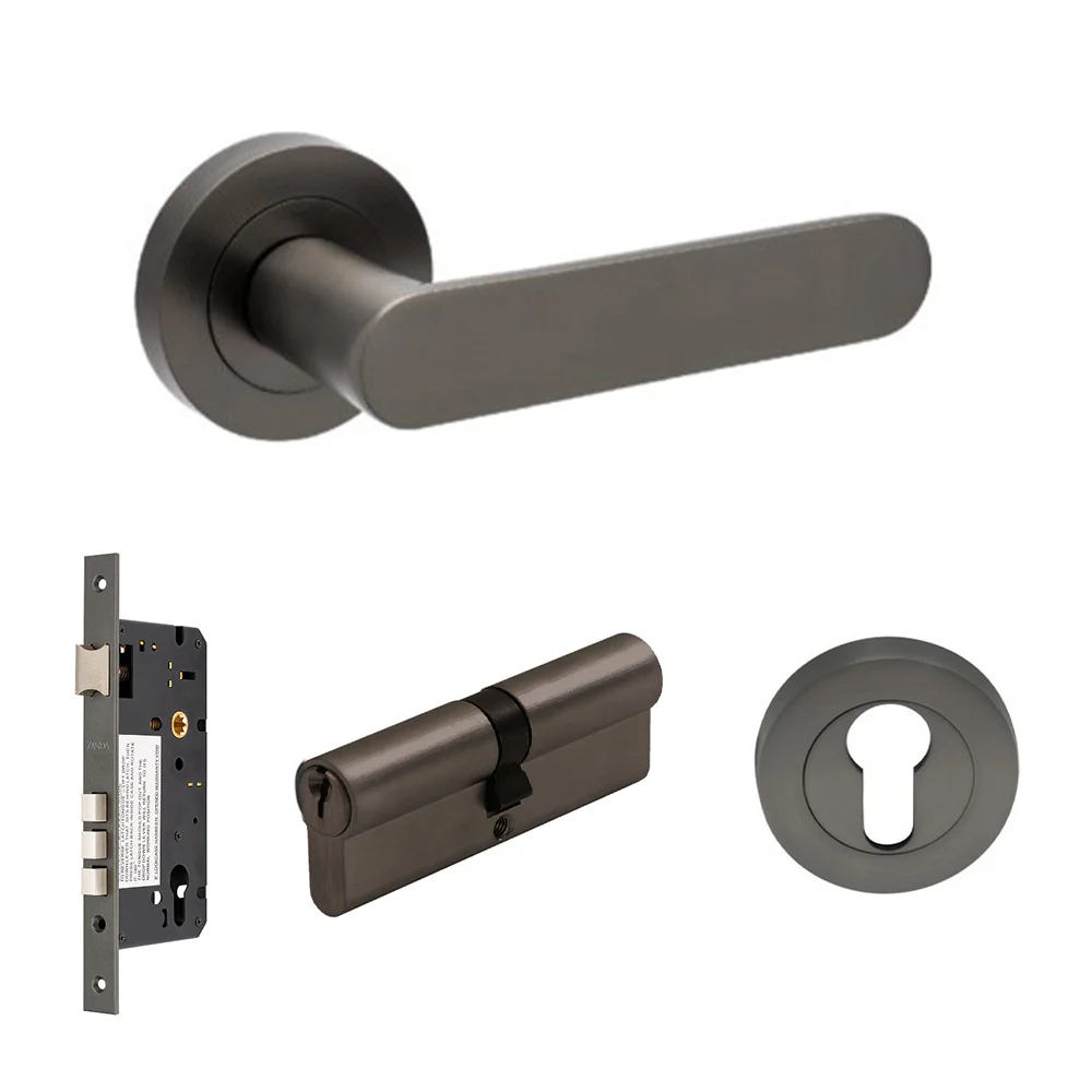 Zanda Duke Door Lever Handle on Round Rose Graphite Nickel - Image 7