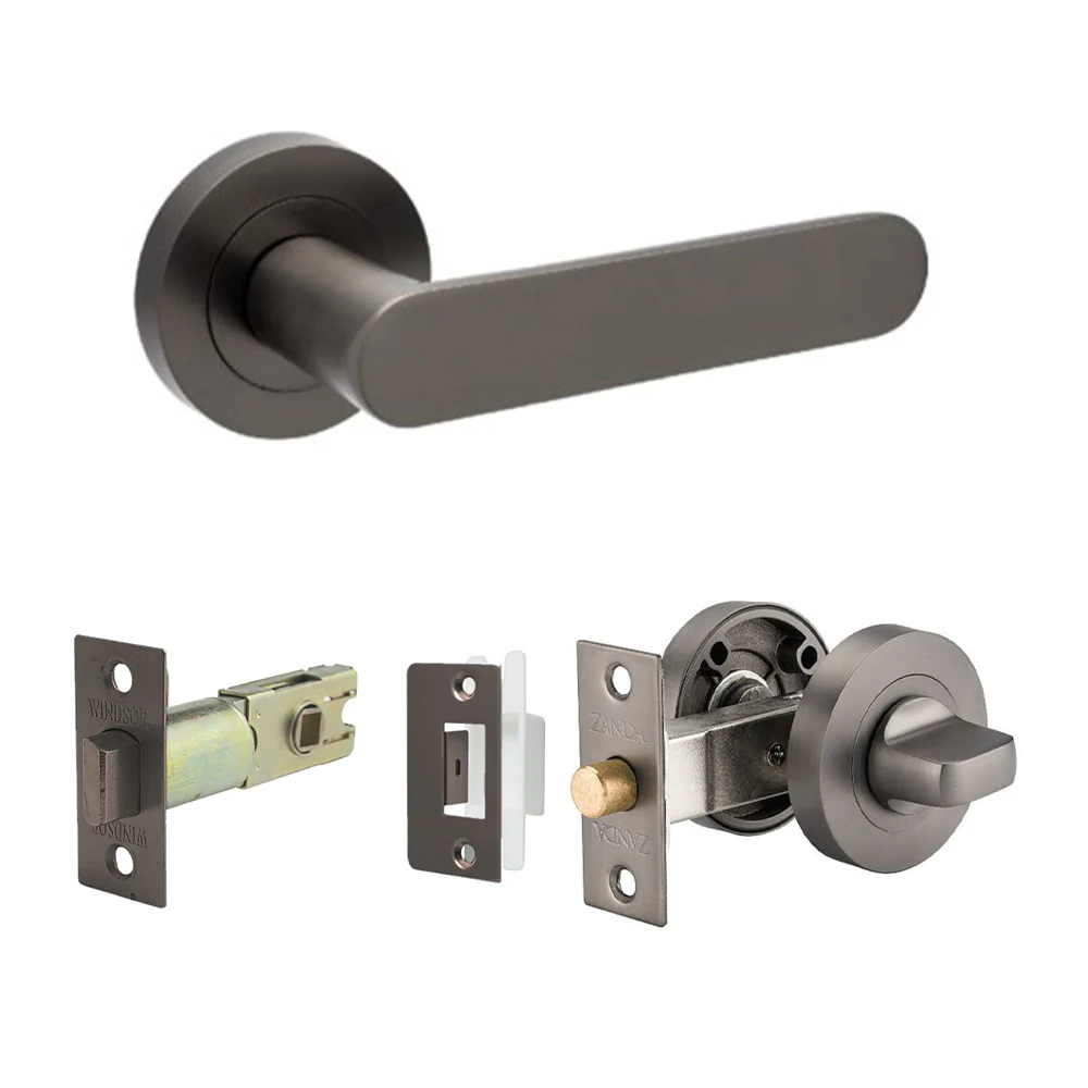 Zanda Duke Door Lever Handle on Round Rose Graphite Nickel - Image 9