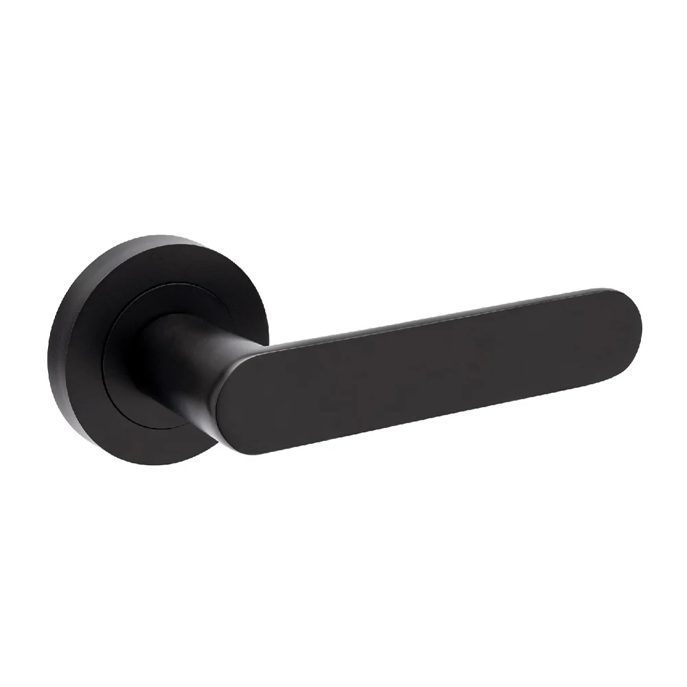 Zanda Duke Door Lever Handle on Round Rose Matt Black