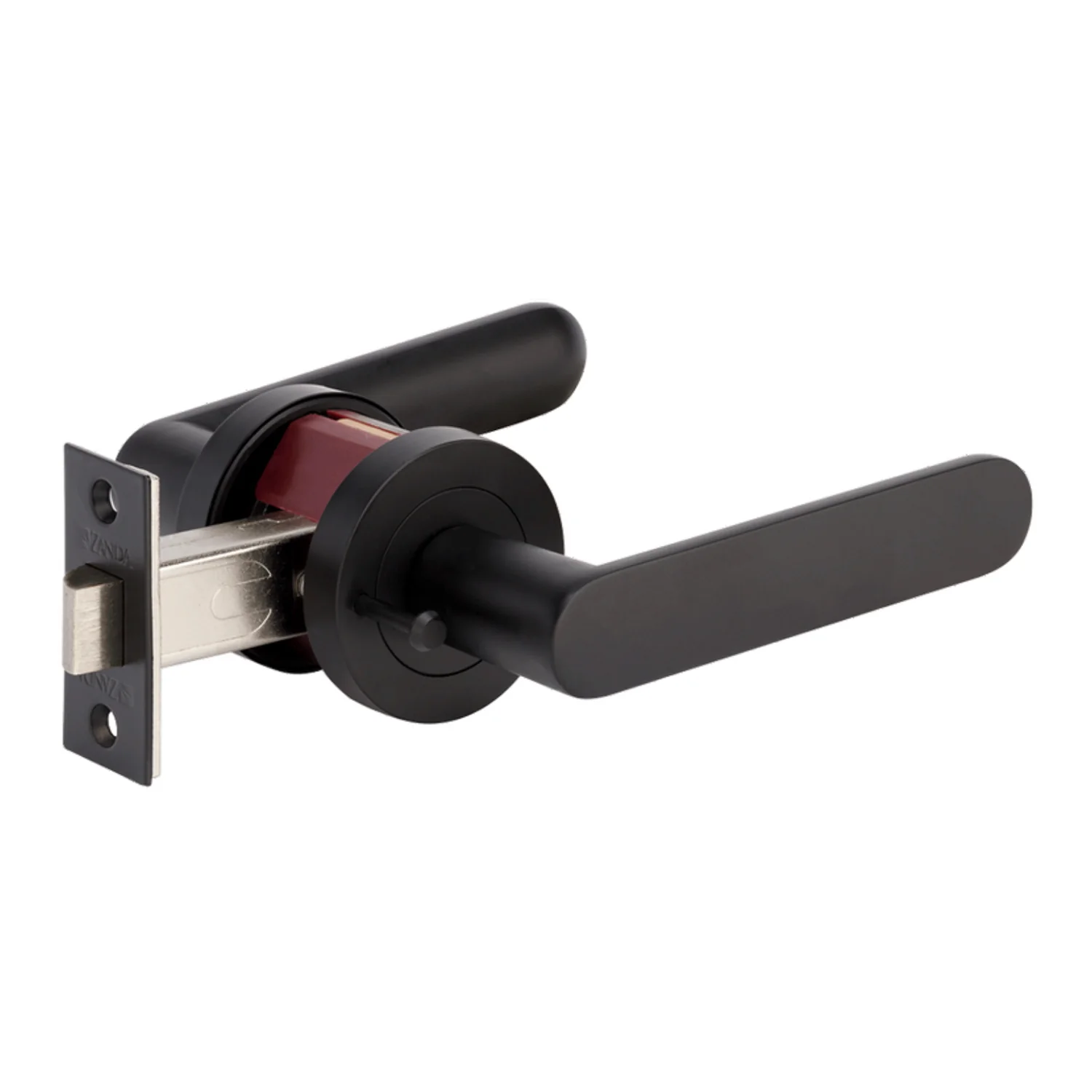Zanda Duke Door Lever Handle on Round Rose Matt Black - Image 5