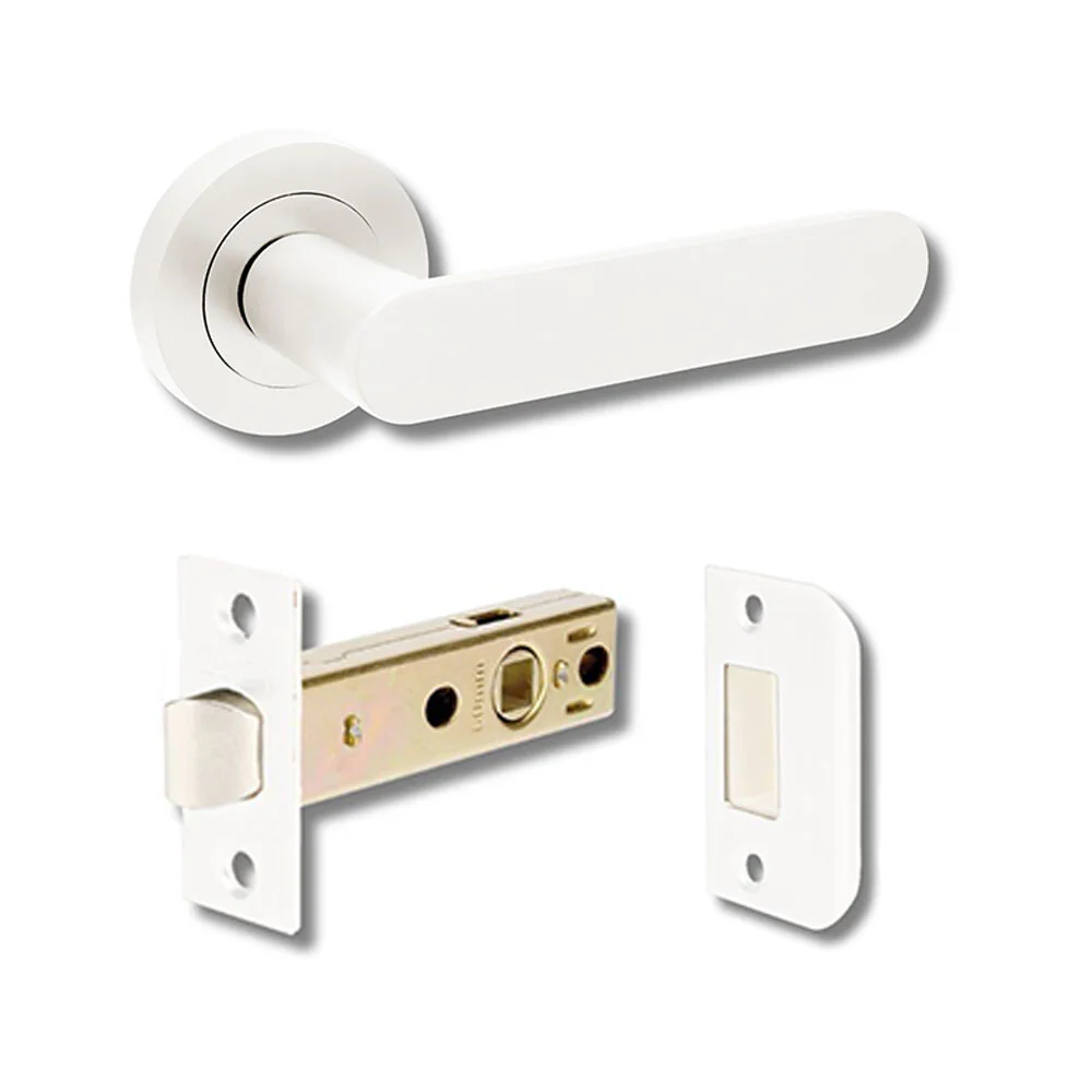 Zanda Duke Door Lever Handle on Round Rose White - Image 3