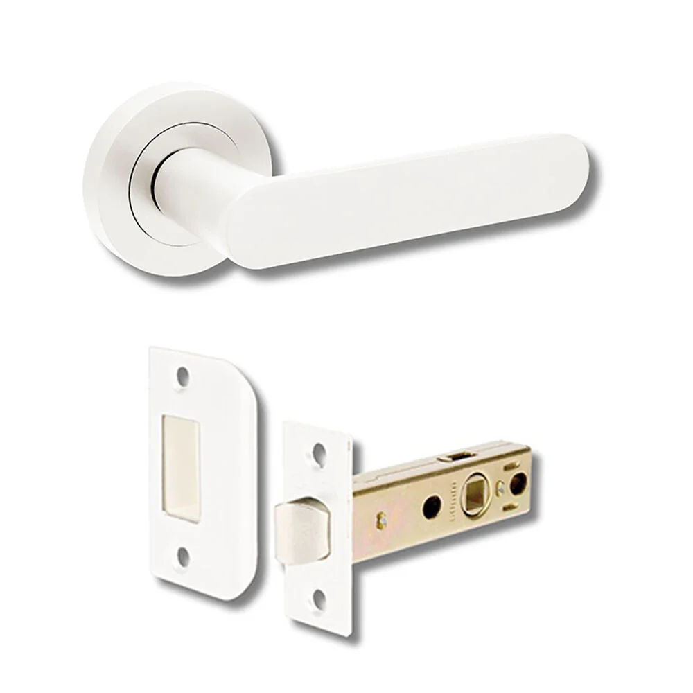 Zanda Duke Door Lever Handle on Round Rose White - Image 4
