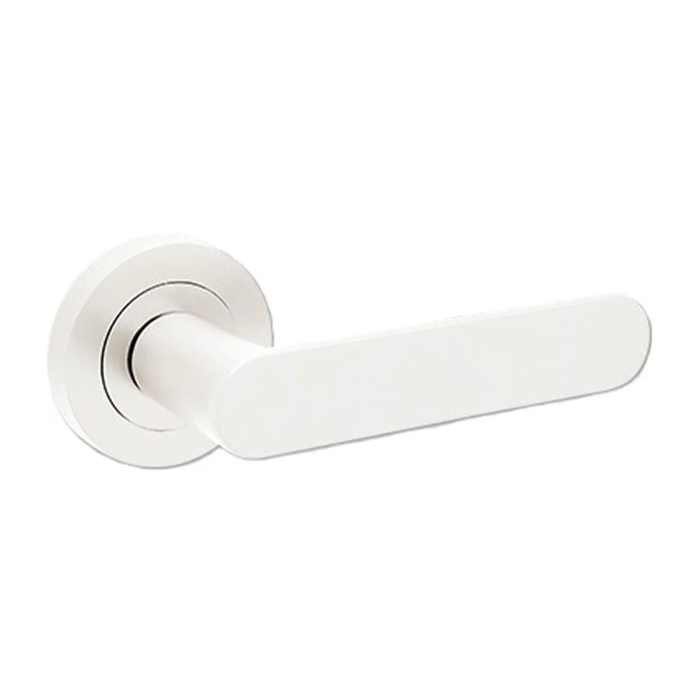 Zanda Duke Door Lever Handle on Round Rose White - Image 6