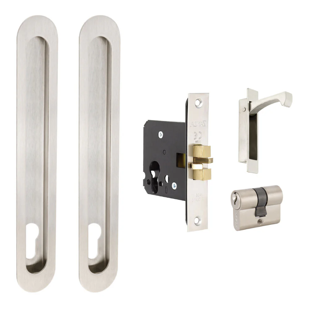 Zanda Duke Oval Sliding Door Euro Lock Kit 250x40mm - Available in Various Finishes - Image 2