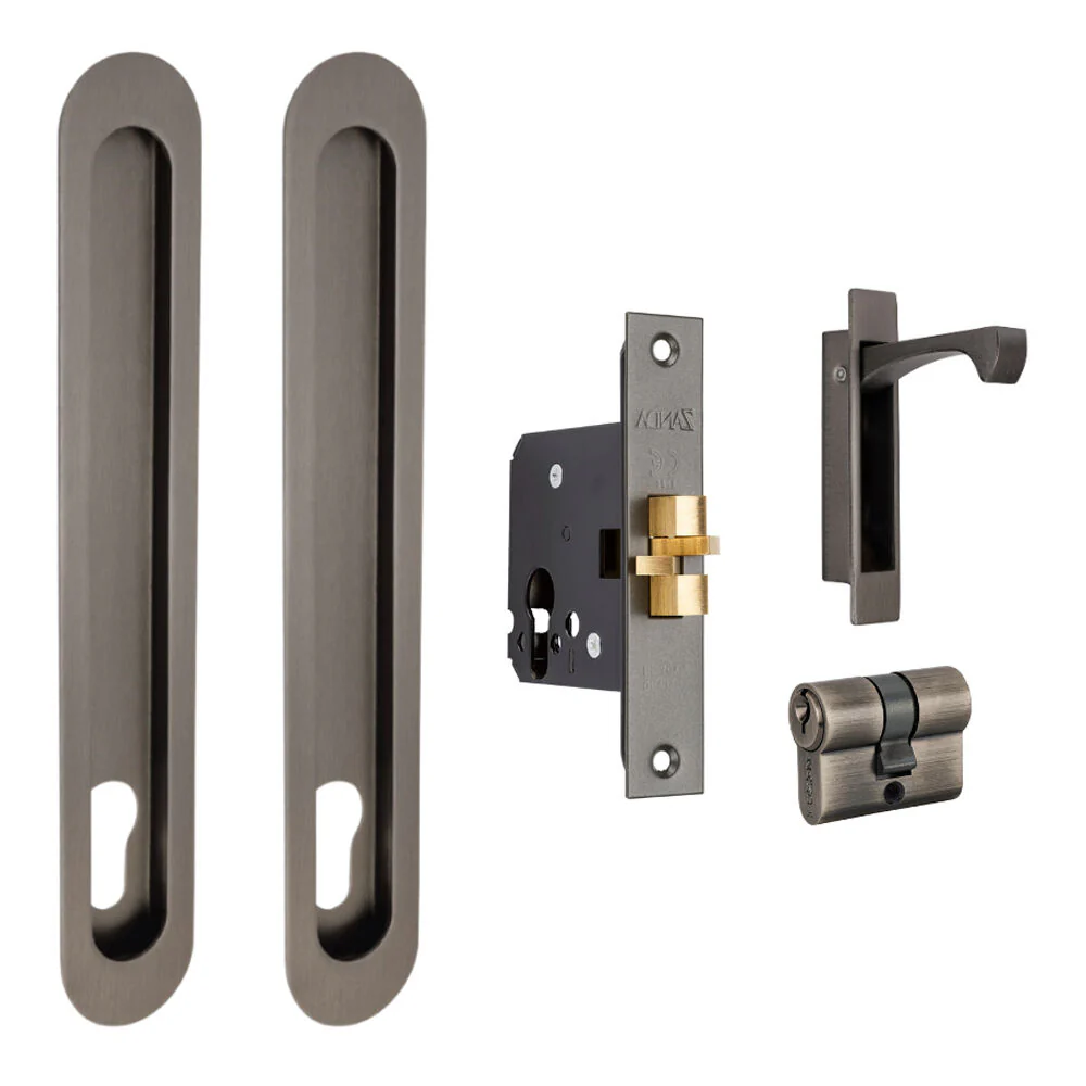 Zanda Duke Oval Sliding Door Euro Lock Kit 250x40mm - Available in Various Finishes - Image 4