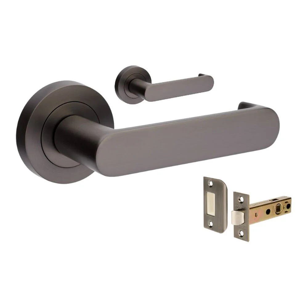 Zanda Duke Return Door Lever Handle on Round Rose Graphite Nickel - Image 2
