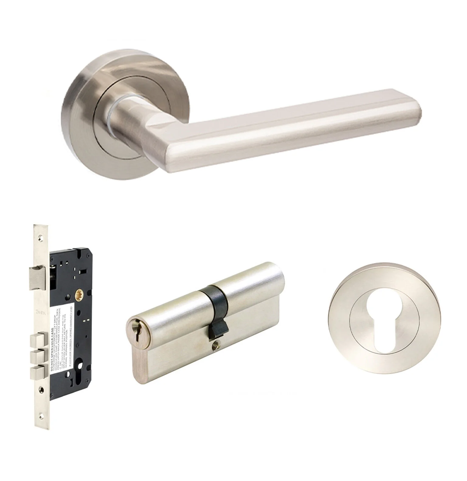 Zanda Epic Door Lever Handle on Round Rose Brushed Nickel - Image 5