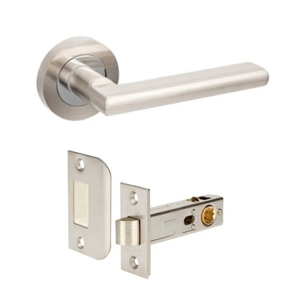 Zanda Epic Door Lever Handle on Round Rose Brushed Nickel/Chrome Plate - Image 3