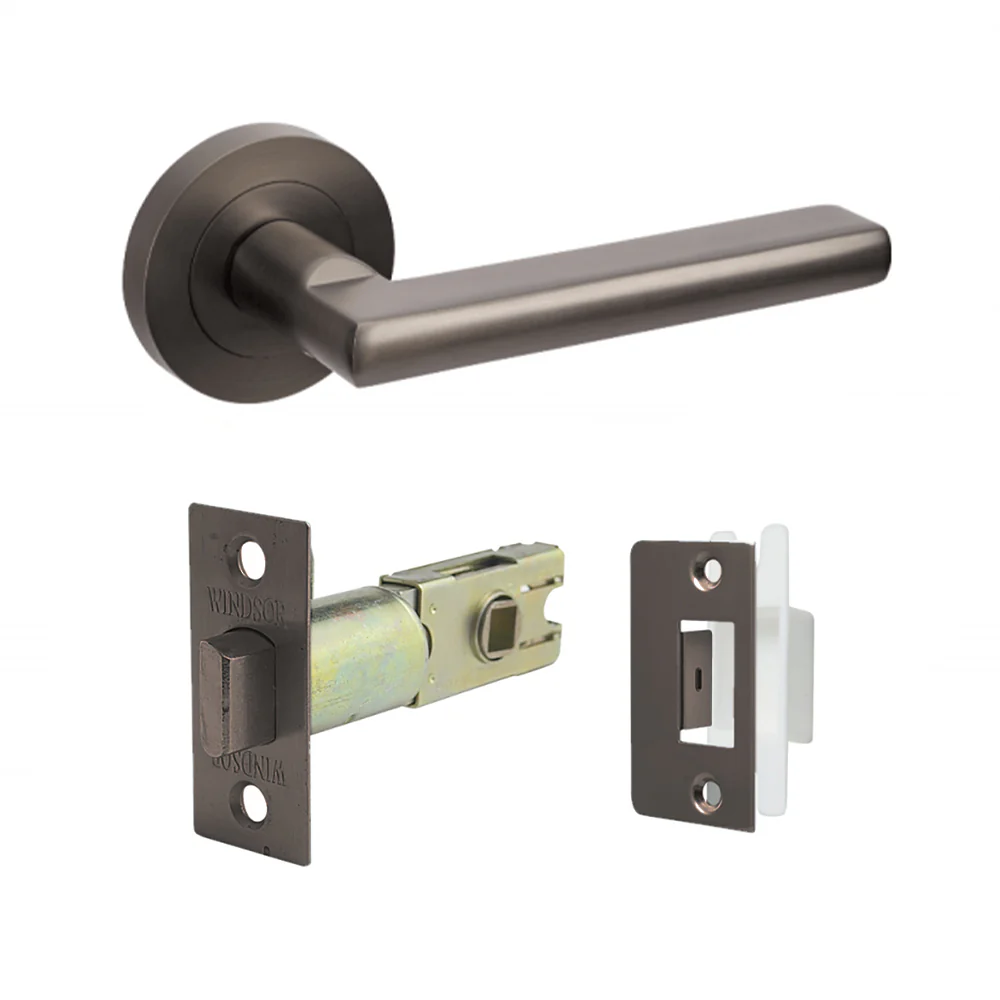 Zanda Epic Door Lever Handle on Round Rose Graphite Nickel - Image 5