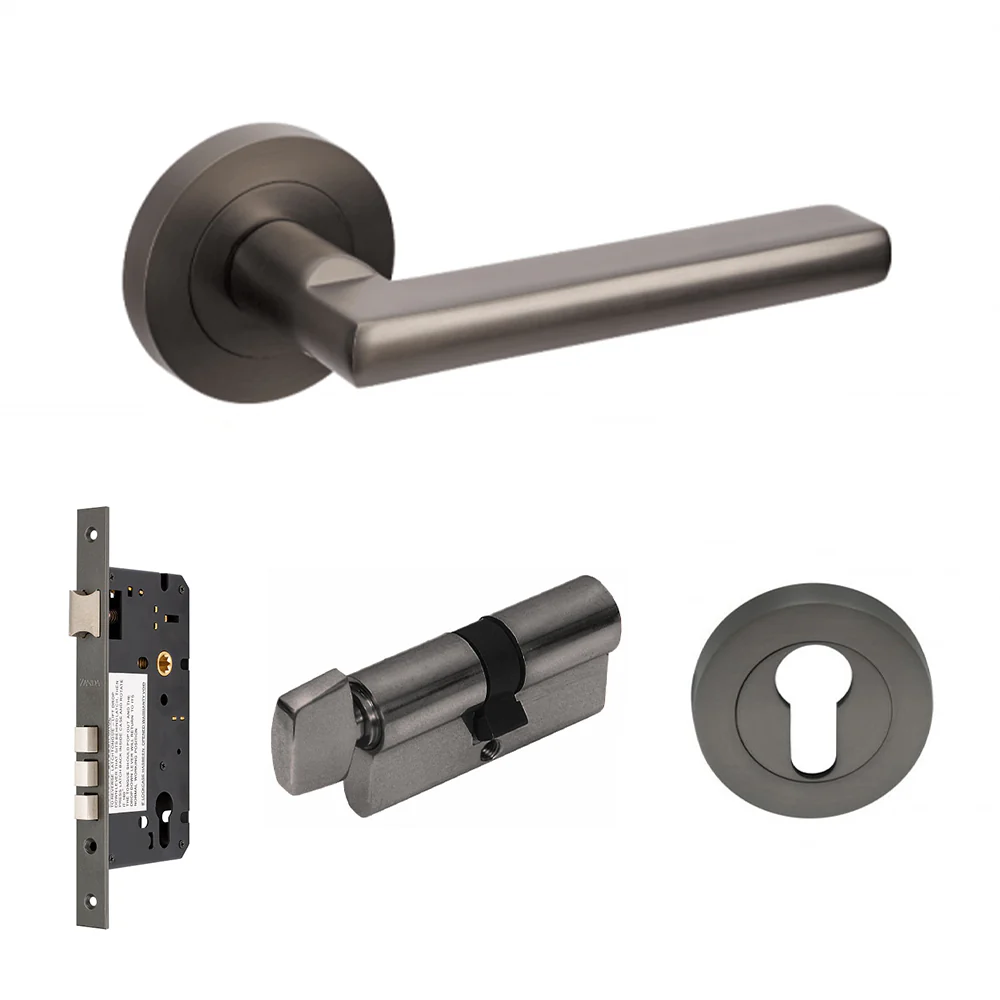 Zanda Epic Door Lever Handle on Round Rose Graphite Nickel - Image 7