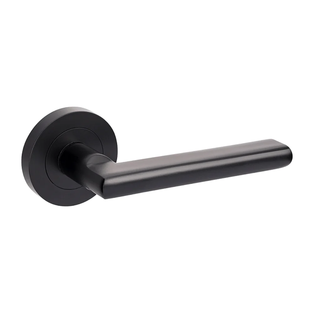 Zanda Epic Door Lever Handle on Round Rose Matt Black - Image 3