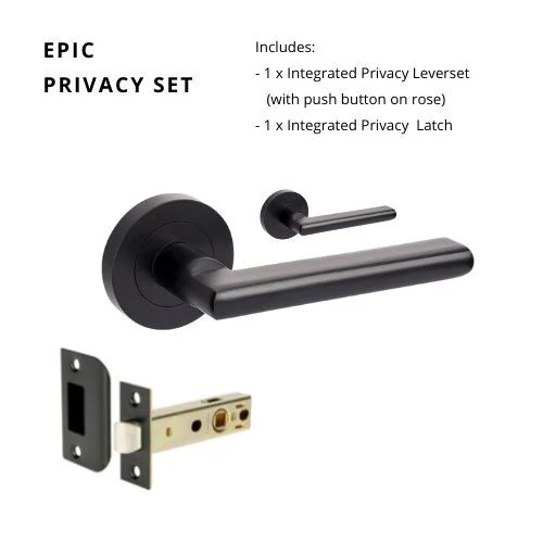 Zanda Epic Door Lever Handle on Round Rose Matt Black - Image 5