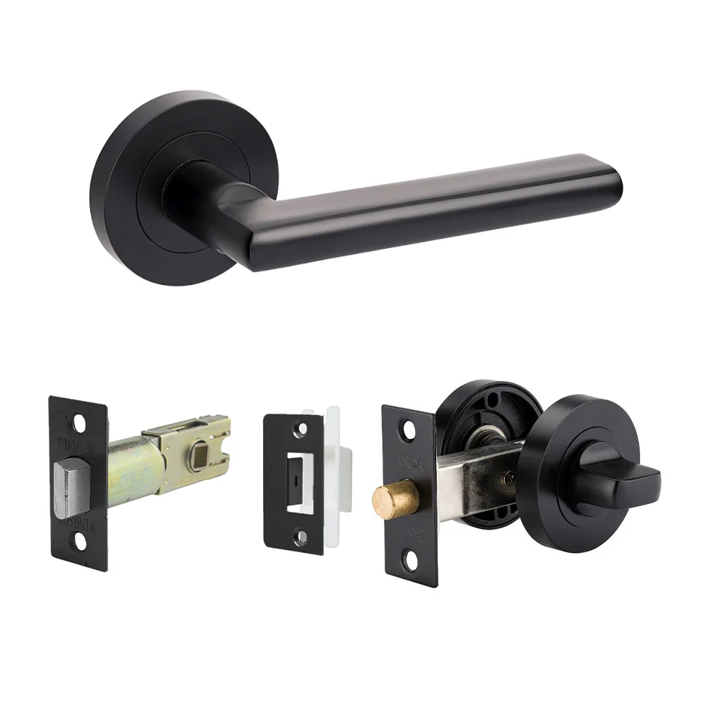Zanda Epic Door Lever Handle on Round Rose Matt Black - Image 8