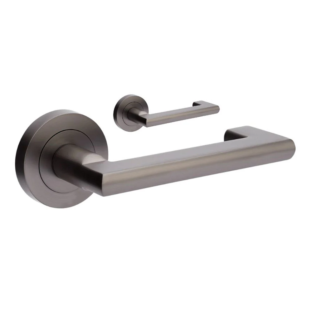 Zanda Epic Return Door Lever Handle on Round Rose Graphite Nickel - Image 4