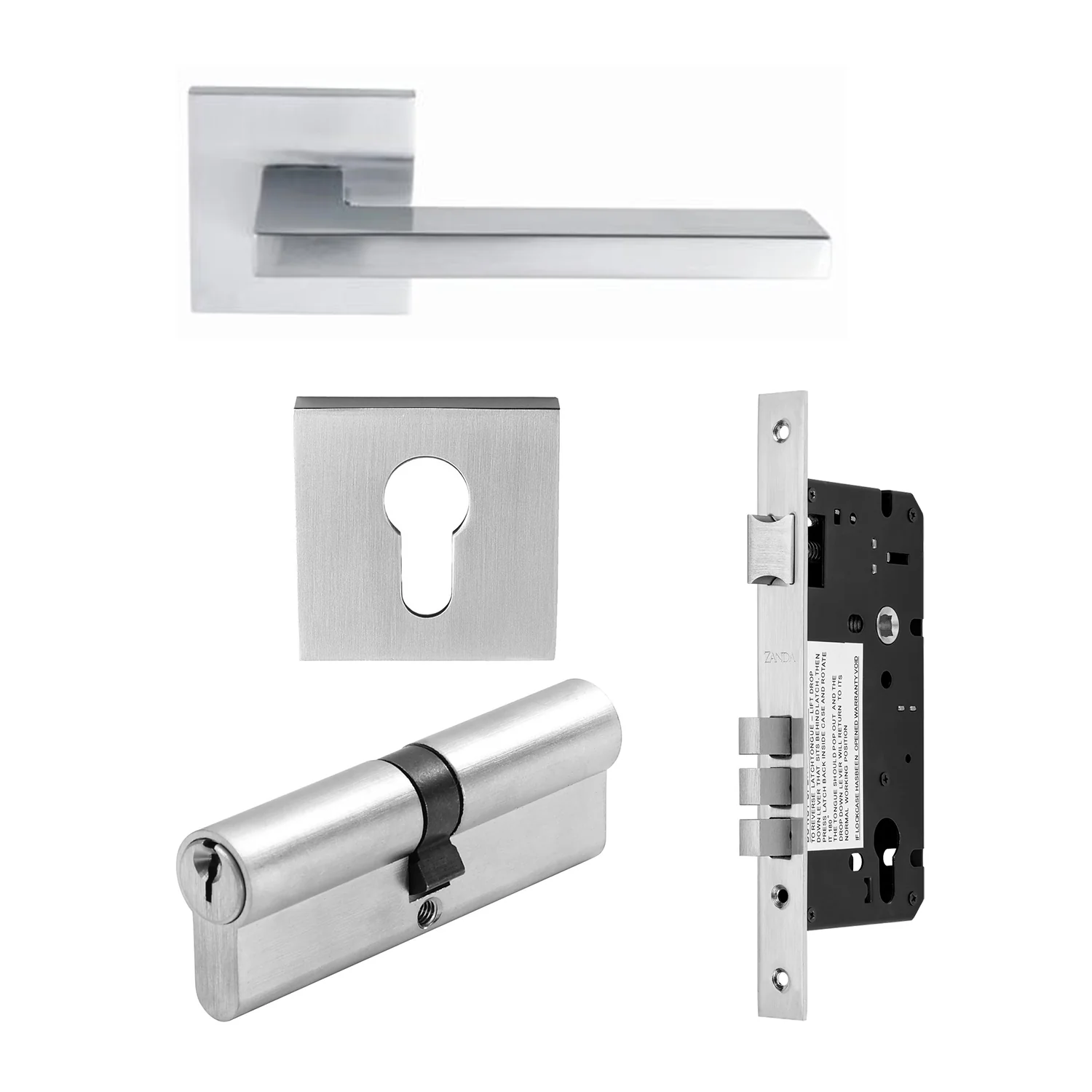 Zanda Matrix Door Handle Lever Set Satin Chrome - Image 4