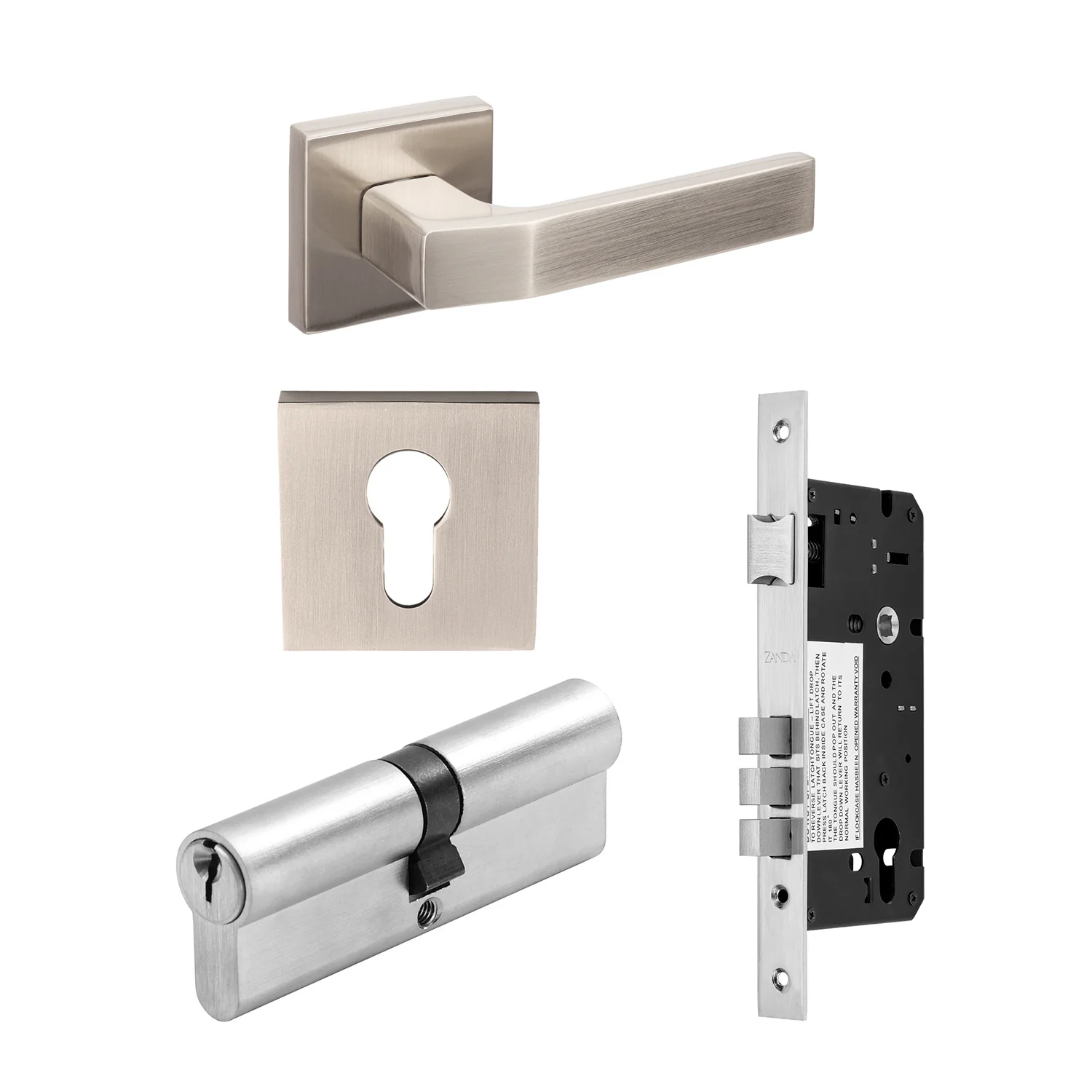 Zanda Matrix Door Lever Handle Set Brushed Nickel - Image 5