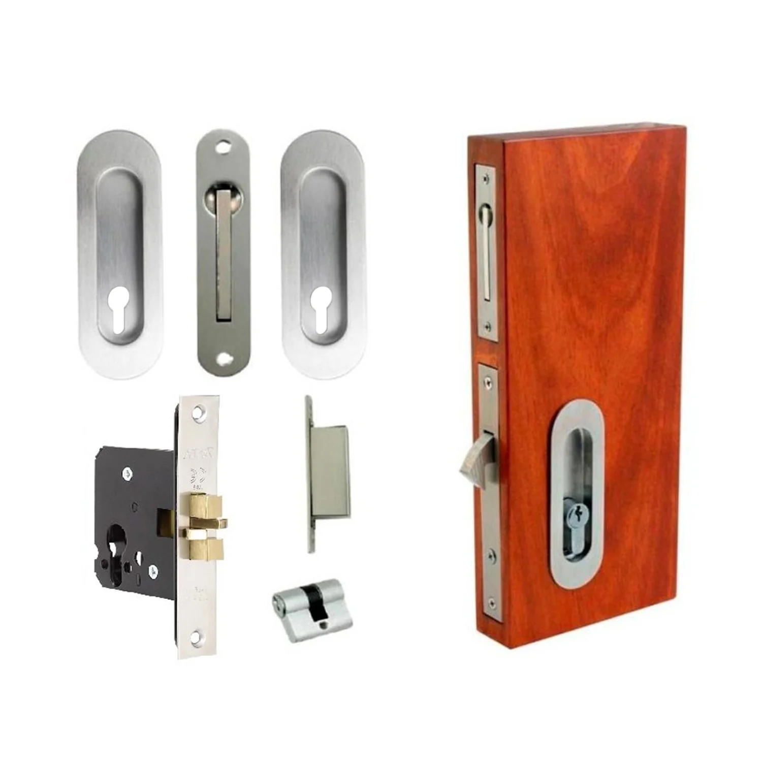 Zanda Oval Style Sliding Door Euro Lock Kit - Available in Various Finishes - Image 2