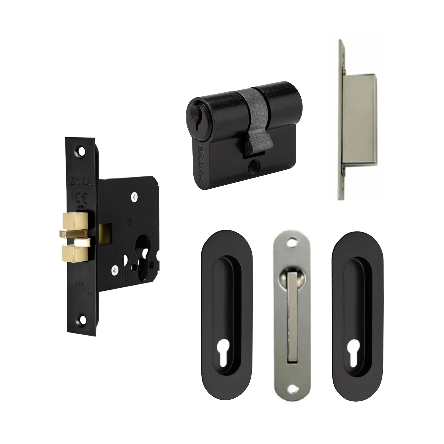 Zanda Oval Style Sliding Door Euro Lock Kit - Available in Various Finishes - Image 4