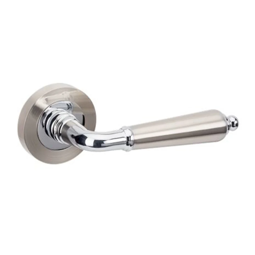 Zanda Oxford Door Lever Handle on Round Rose Brushed Nickel/Chrome Plate - Image 4