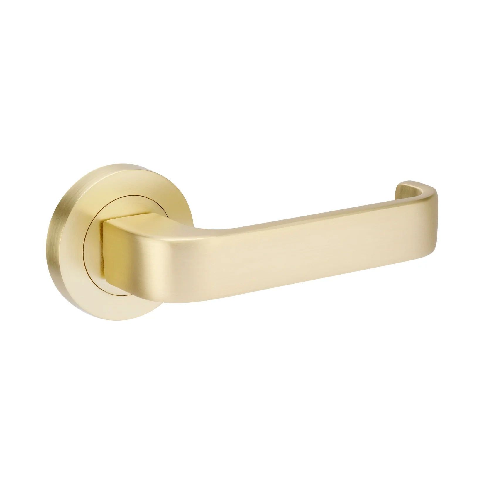 Zanda Streamline Door Handle Lever Set on Round Rose Satin Brass - Image 4