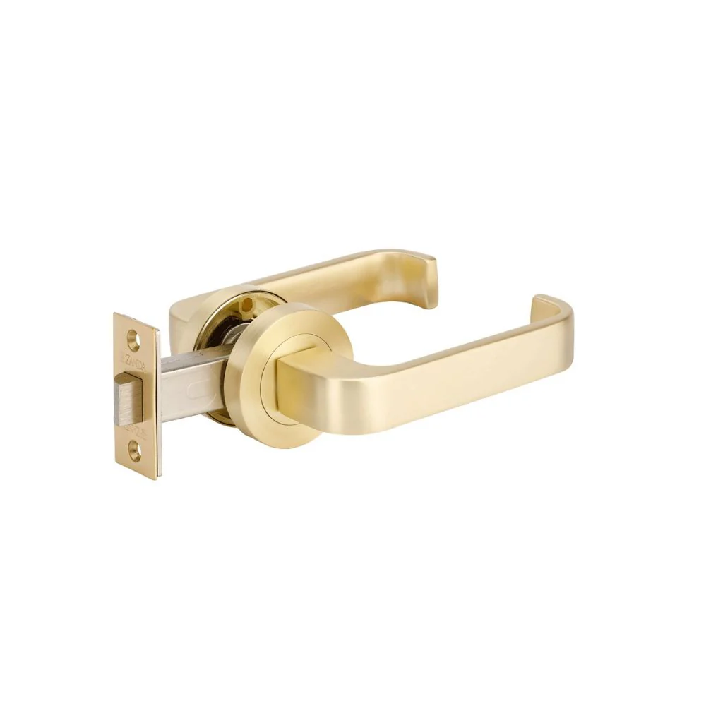 Zanda Streamline Door Handle Lever Set on Round Rose Satin Brass - Image 5