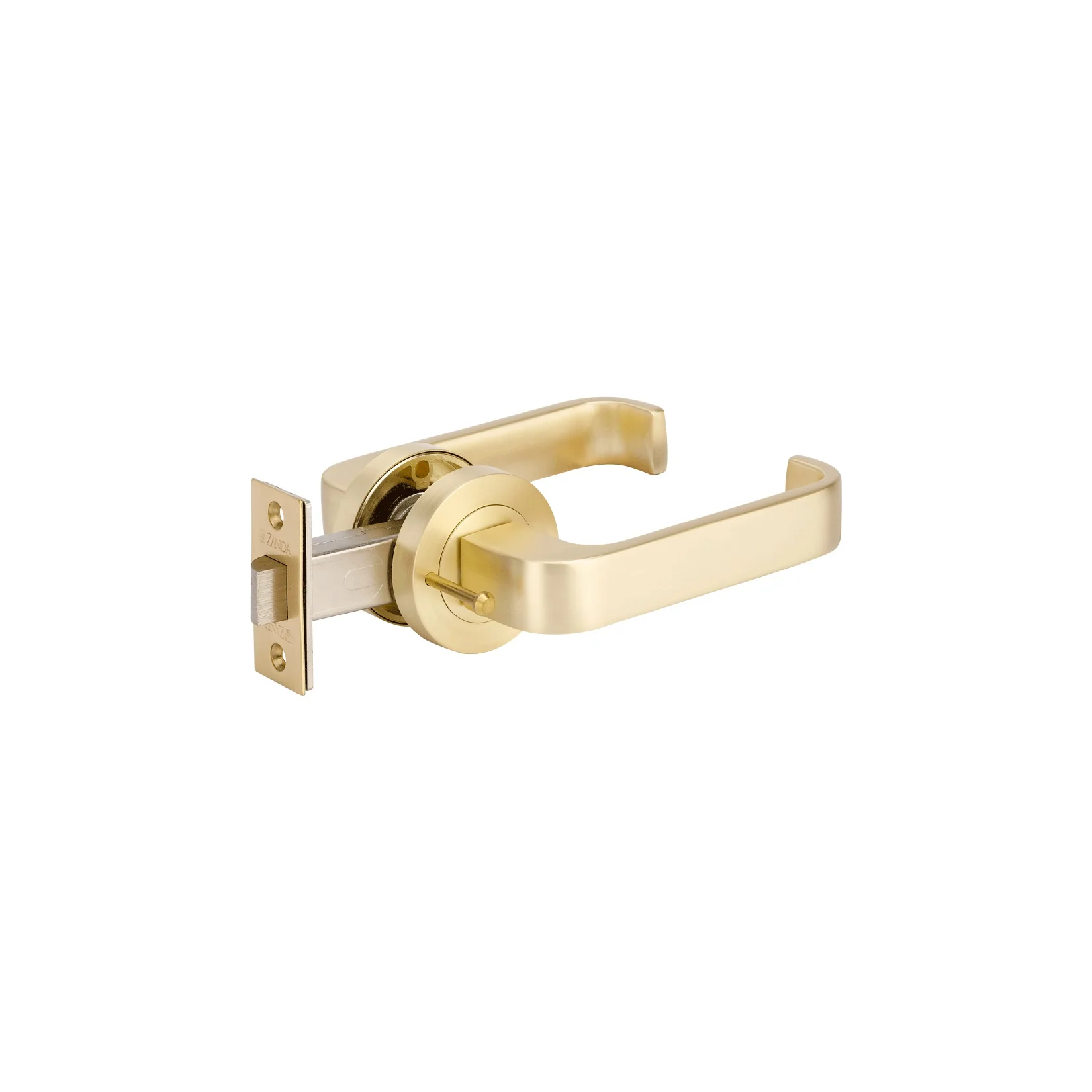 Zanda Streamline Door Handle Lever Set on Round Rose Satin Brass - Image 6